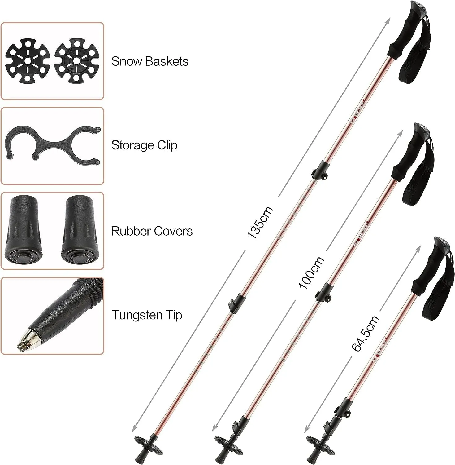 14/21/25/30 Inches Light Weight Aluminum Snowshoes Kit with Trekking Poles, Double-Ratchet Binding, Snow Baskets and Carrying Bag, Lightweight All-Terrain Snow Shoes for Women Men Youth and Kids