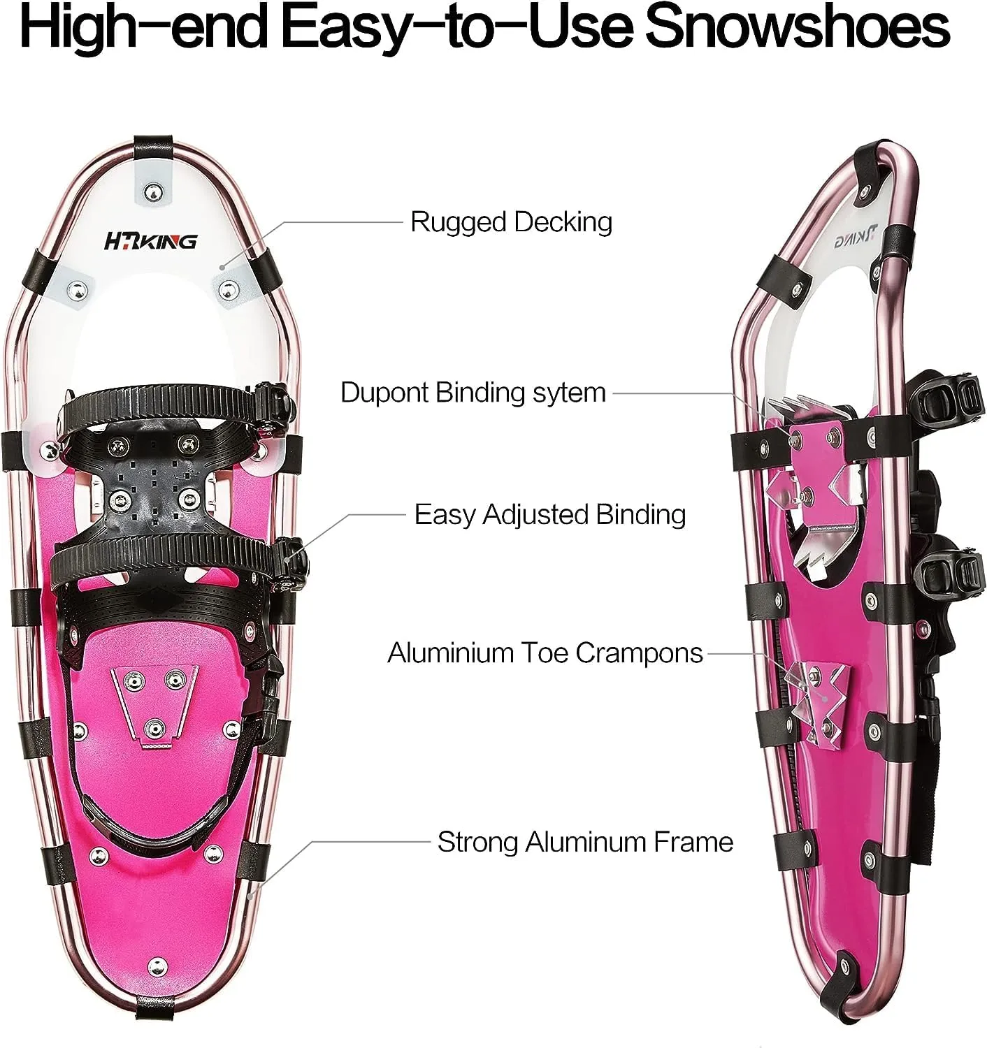 14/21/25/30 Inches Light Weight Aluminum Snowshoes Kit with Trekking Poles, Double-Ratchet Binding, Snow Baskets and Carrying Bag, Lightweight All-Terrain Snow Shoes for Women Men Youth and Kids