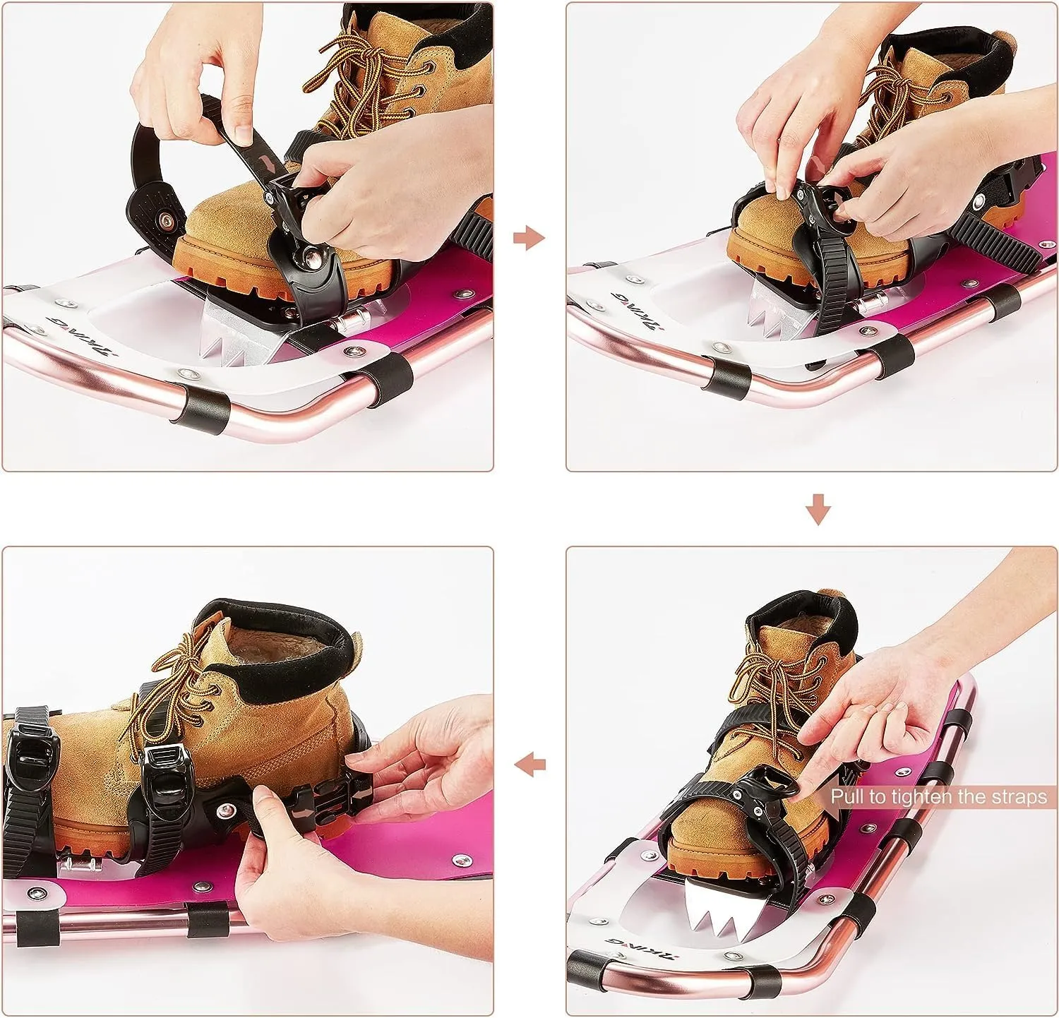 14/21/25/30 Inches Light Weight Aluminum Snowshoes Kit with Trekking Poles, Double-Ratchet Binding, Snow Baskets and Carrying Bag, Lightweight All-Terrain Snow Shoes for Women Men Youth and Kids