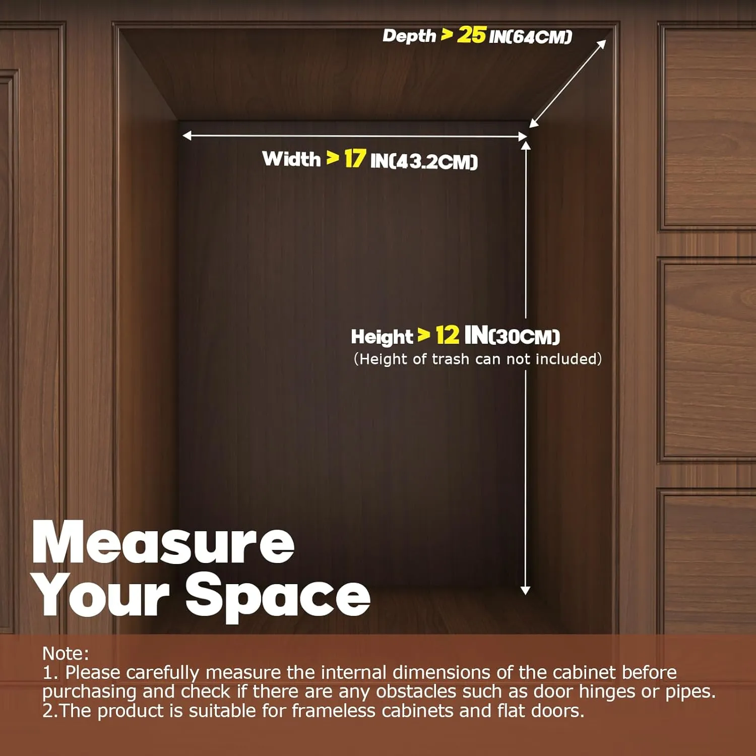 2-40 Qt Pull Out Trash Can Under Cabinet With Soft-Close Slides,Door Mounting Under Sink Garbage Can Slide Out Kit For Kitchen, Garbage Can Not Included, Requires Minimum Cabinets Opening 17"W X 25"D