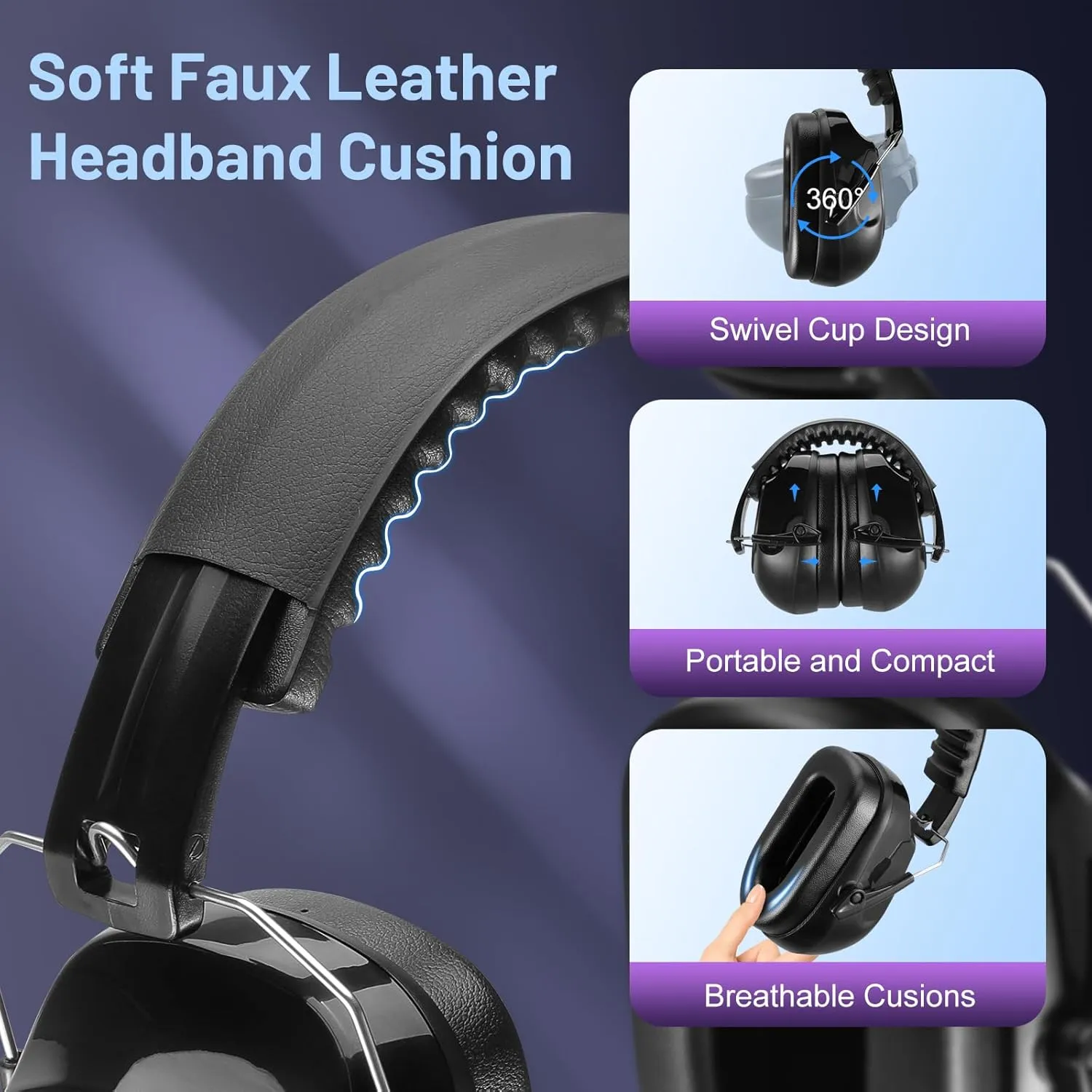 2 Pack 34dB Noise Canceling Headphones For Shooting, Hearing Protection Earmuffs, Ear Protection Headphones, Thickened Headband Ear Muffs For Noise Reduction For Shooting, Construction,Mowing