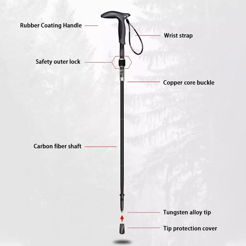 2-Pack Foldable Trekking Poles, Ultra-Light Carbon Fiber Material, Outdoor Backpacking Walking Sticks, for Men and Women