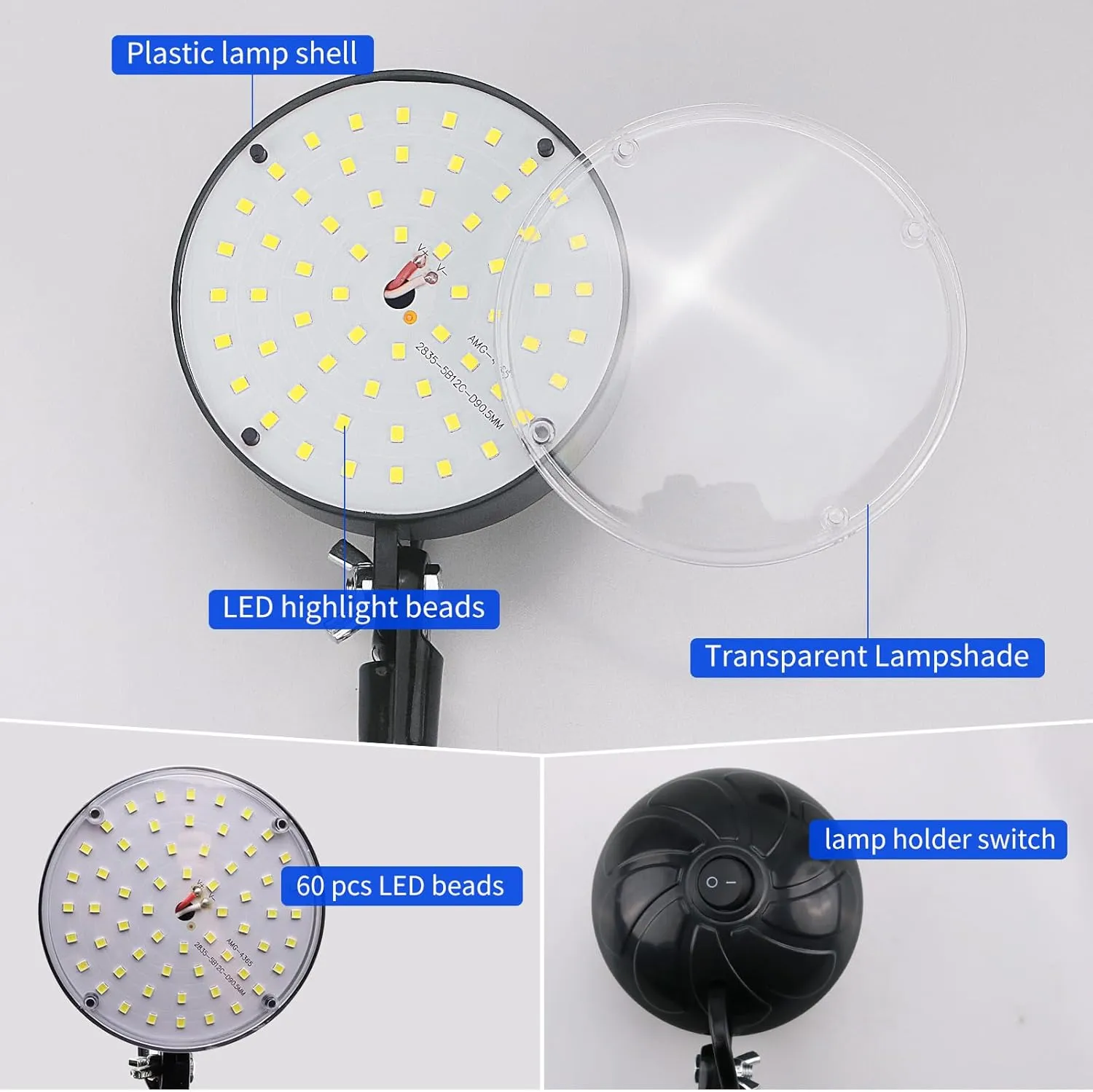20W WangJiaTai Magnetic Work Light,LED Machine Light,Gooseneck Work Lamp with Flexible and Magnetic Base, Shop Tool Lamp for Lathe,Work Bench,Sewing Machine,Grill,Industrial Lighting,2000Lumen,Black