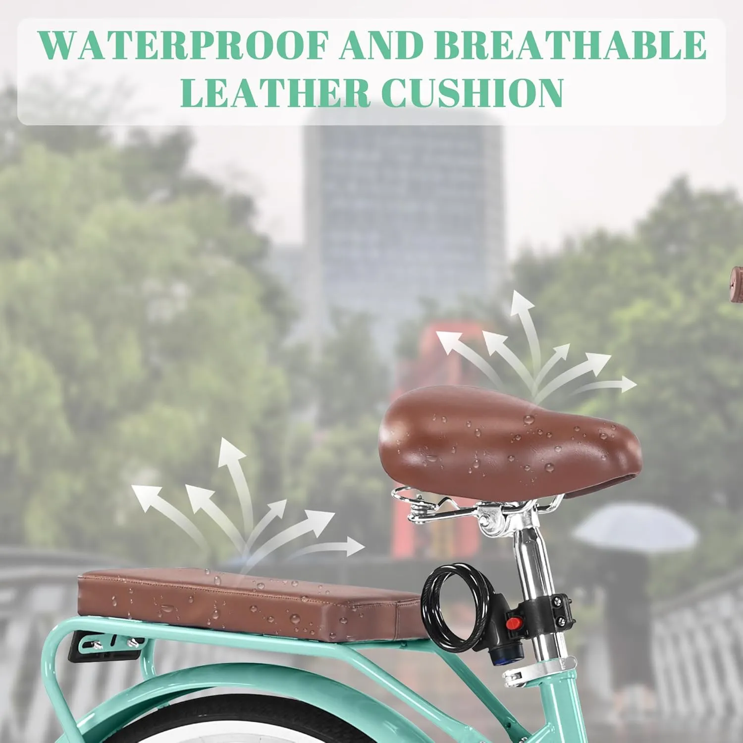 24/26 Inch Foldable Beach Cruiser Bike, 7 Speed Cruiser Bikes for Women, Commute Bike with Basket, Step Through City Bikes for Women Adults Ladies