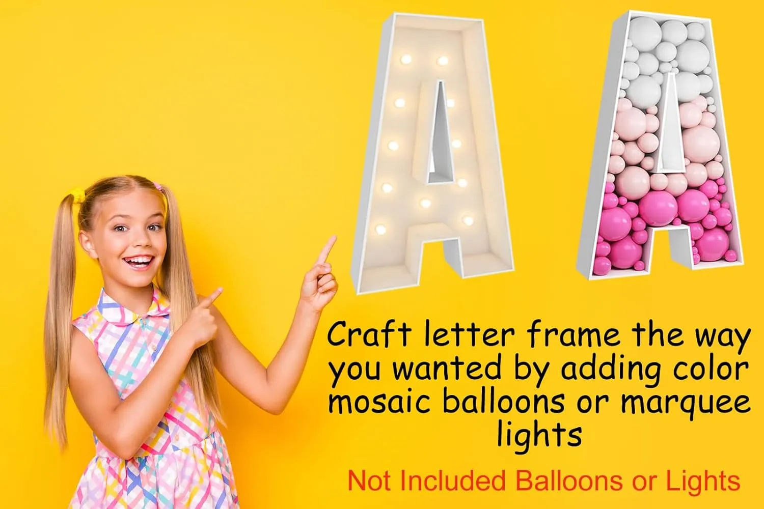 3FT Tall Mosaic Balloon Frame Letters Big Marquee Light Up Letters DIY Kit for Birthday Party Wedding Backdrop Decor Letter A Pre-Cut Foam Board