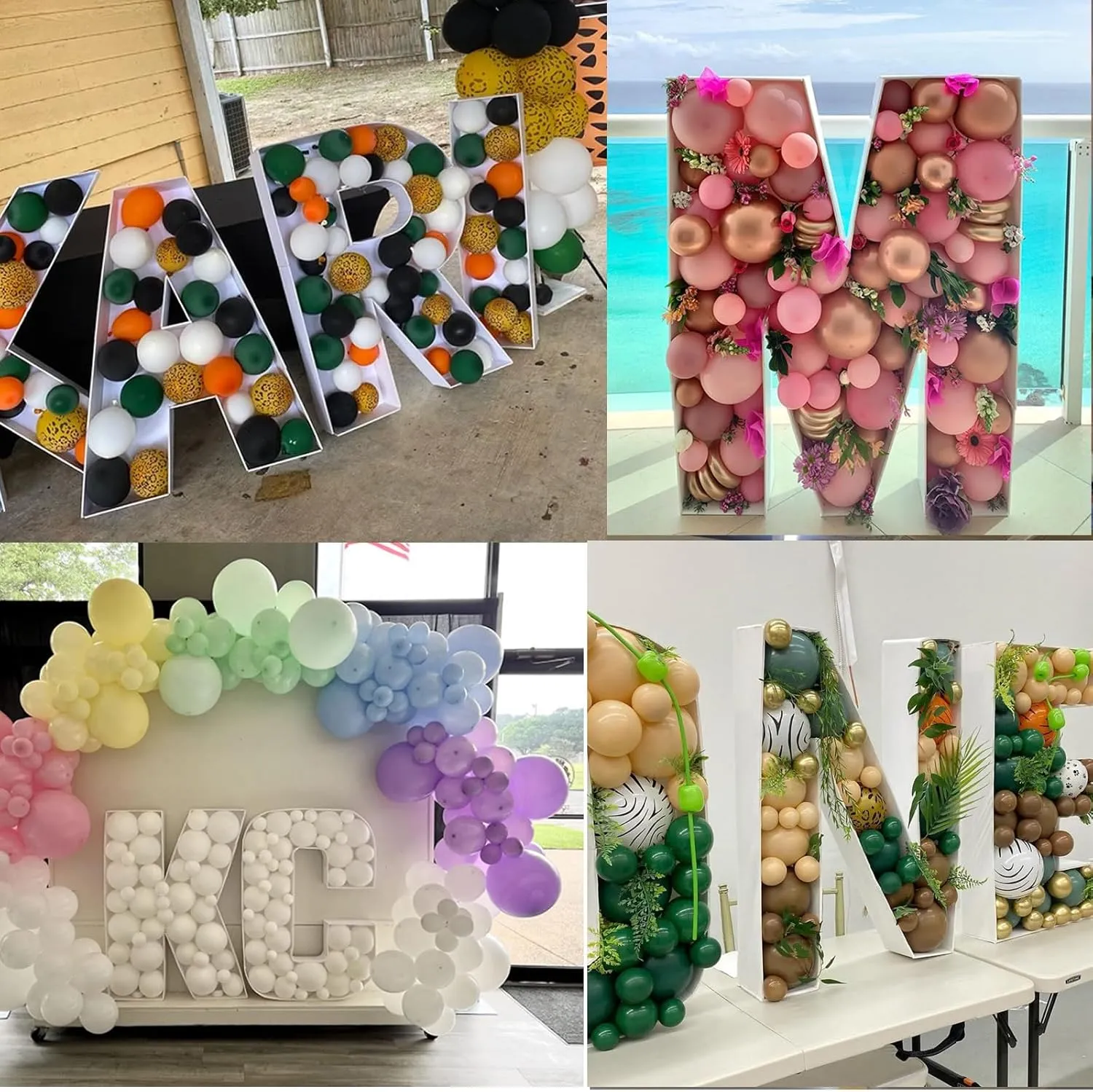 3FT Tall Mosaic Balloon Frame Letters Big Marquee Light Up Letters DIY Kit for Birthday Party Wedding Backdrop Decor Letter A Pre-Cut Foam Board