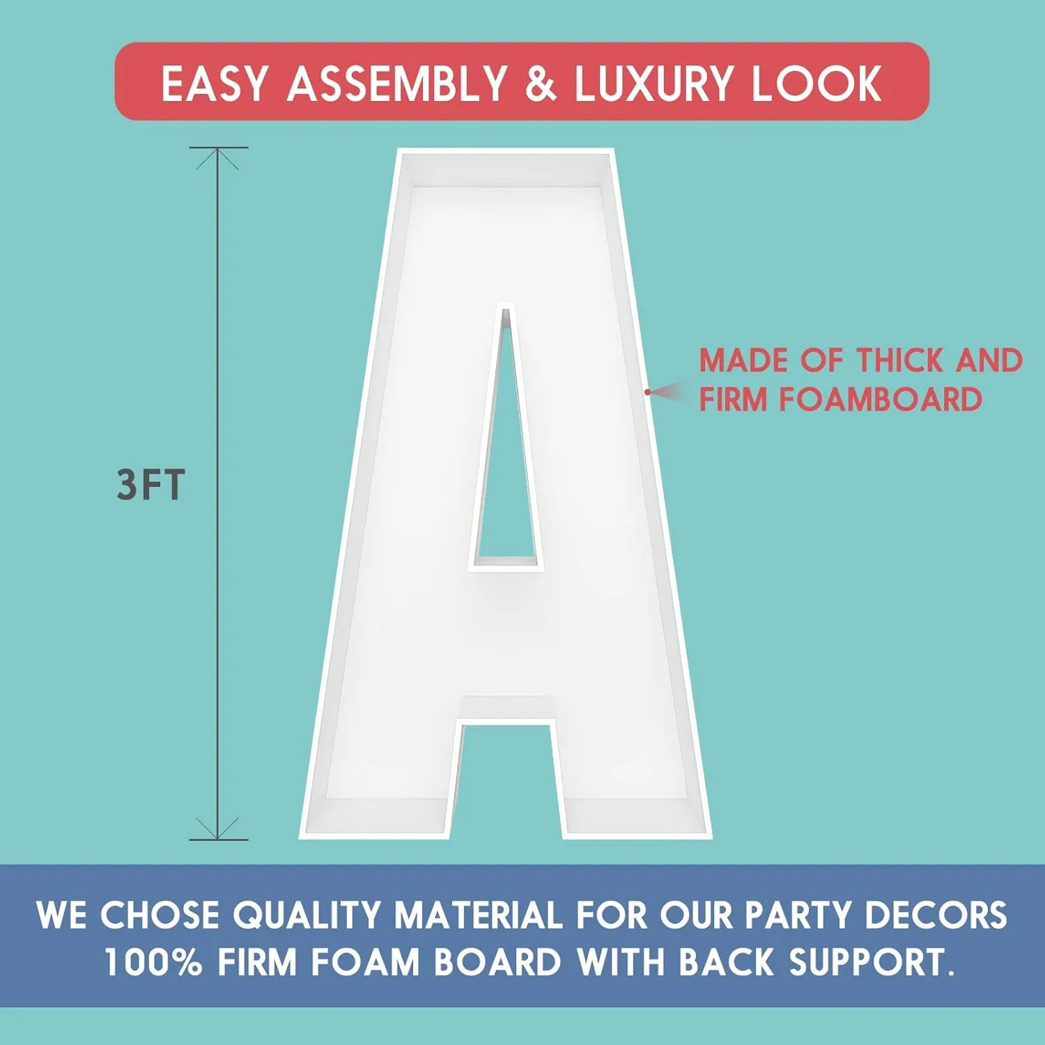 3FT Tall Mosaic Balloon Frame Letters Big Marquee Light Up Letters DIY Kit for Birthday Party Wedding Backdrop Decor Letter A Pre-Cut Foam Board