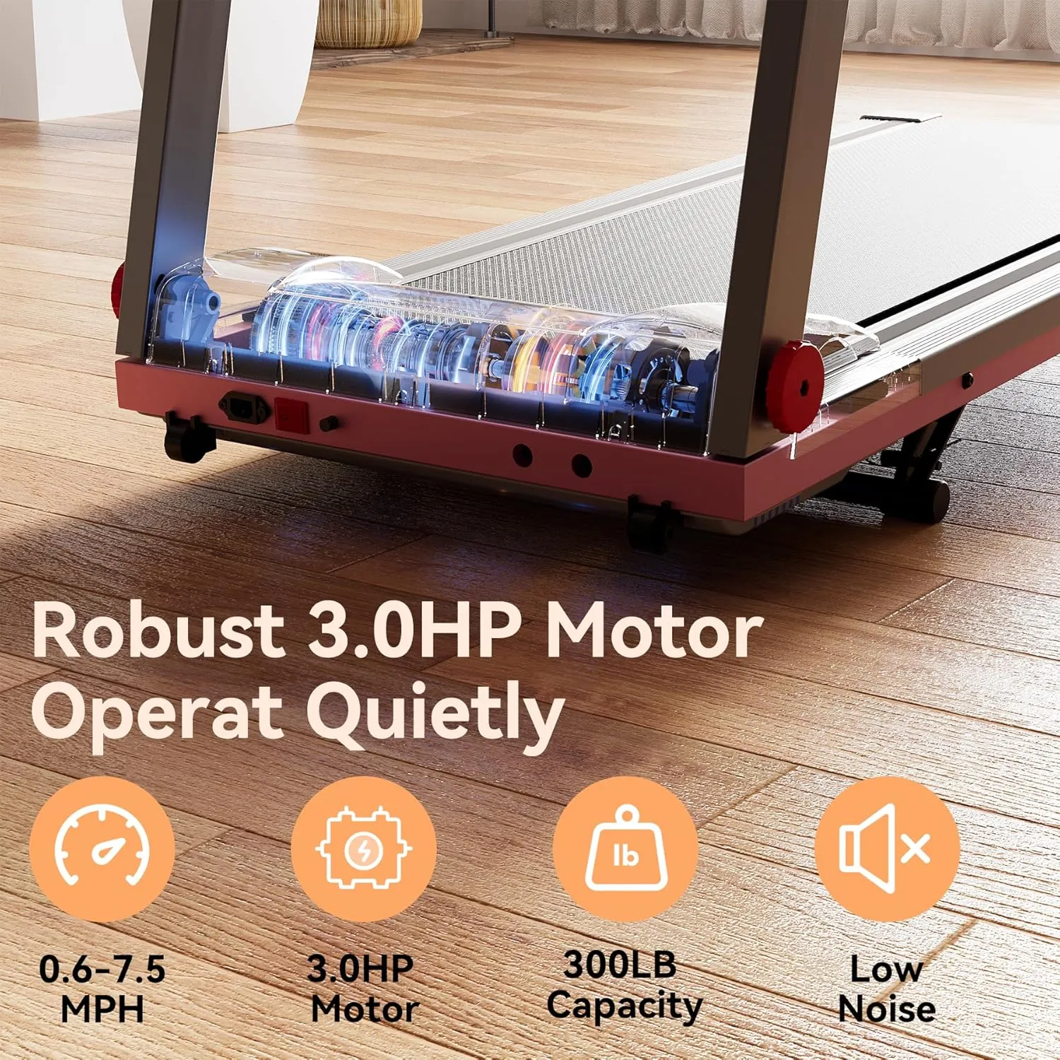 4-in-1 Treadmills for Home with Incline and Handles, Folding Treadmill Running Machine for Small Spaces 300 LB 3.0 HP 7.5 MPH Foldable Treadmill with Smart APP