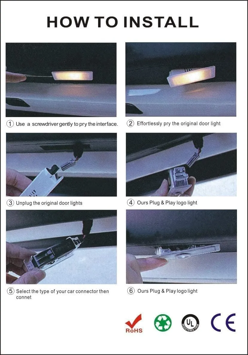 4 Pcs Car Welcome Lights, LED Door Projector Lights, Car Door Light Replacements, Puddle Lights for 1/2/3/4/5/6/7 Replaceable with X1/X2/X3/X4/X5/X6/X7/M/Z/GT