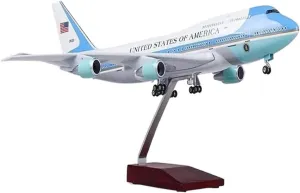47cm for B747 Force One Plane Model Aircraft Resin Collection Plane W Light and Wheel for Collection Display(with Light)