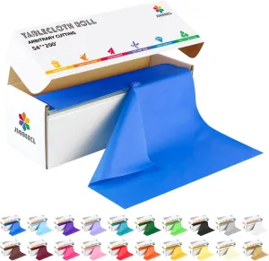 54 Inch X 200 Feet Plastic Table Cover Roll with Convenient Slide Cutter, Disposable Plastic Table Cloth Roll with Cut-to-Size Design for Weddings, Banquets, Parties (Blue)