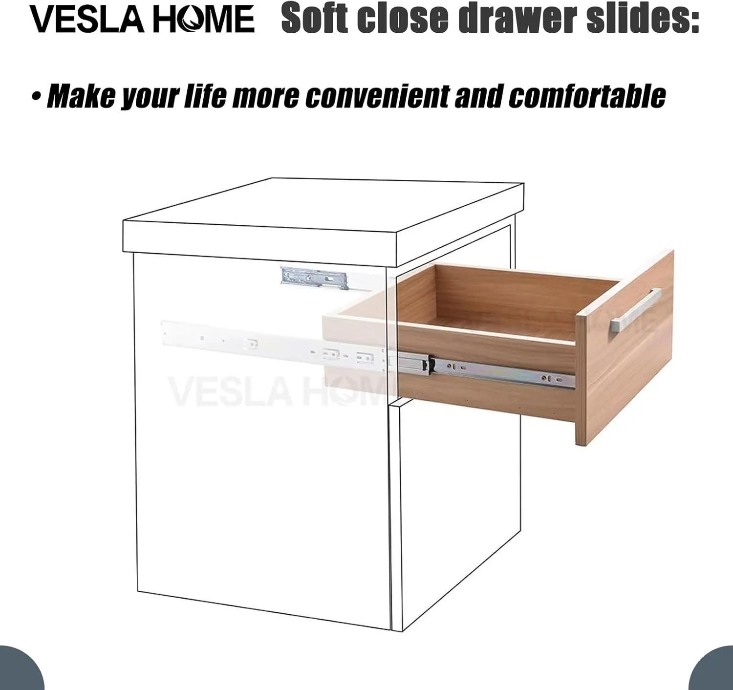 6 Pairs Soft Close Drawer Slides, Full Extension 3-Section Metal Ball Bearing 110 LB Capacity Side Mount Slow Close Cabinet Drawer Hardware Slide 16,18,20,22 inch