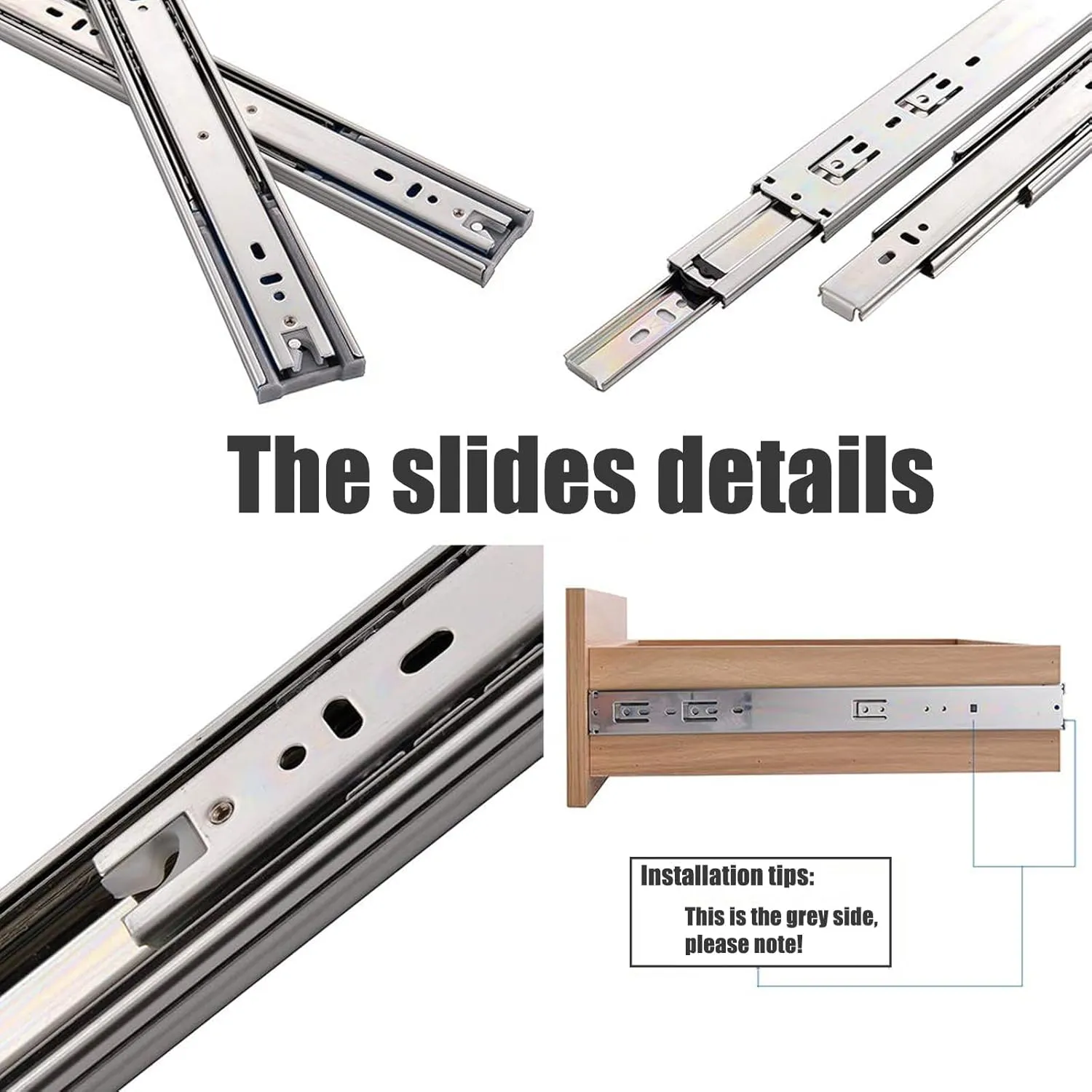 6 Pairs Soft Close Drawer Slides, Full Extension 3-Section Metal Ball Bearing 110 LB Capacity Side Mount Slow Close Cabinet Drawer Hardware Slide 16,18,20,22 inch