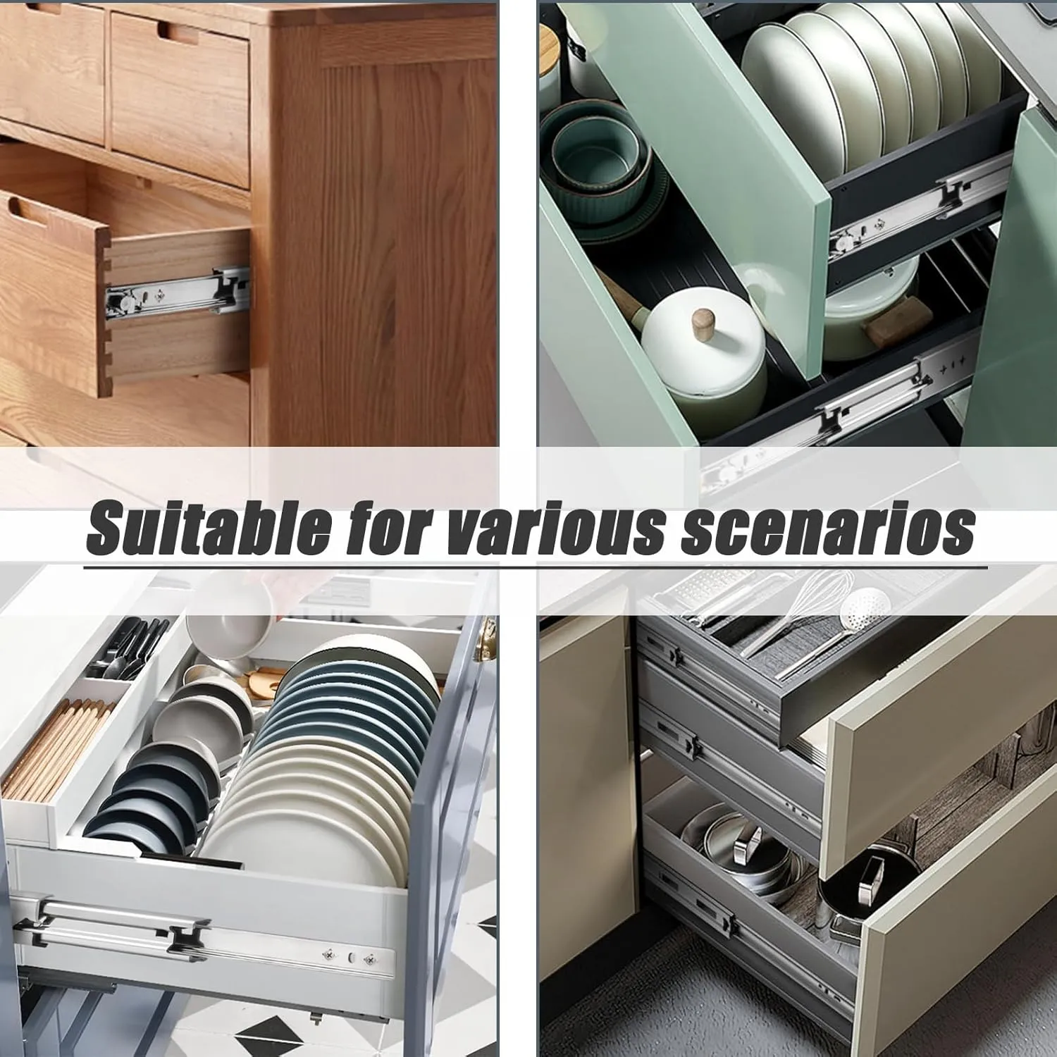 6 Pairs Soft Close Drawer Slides, Full Extension 3-Section Metal Ball Bearing 110 LB Capacity Side Mount Slow Close Cabinet Drawer Hardware Slide 16,18,20,22 inch