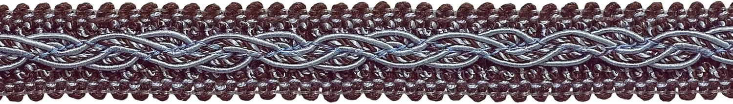 7/8" (2cm) Baroque Collection Scroll Gimp Braid Trim # 0078BG, Mocha Ice Blue #24B (Silver Blue, Light Blue, Mocha Brown) 10 Yard Value Pack (30 ft/9.5m)