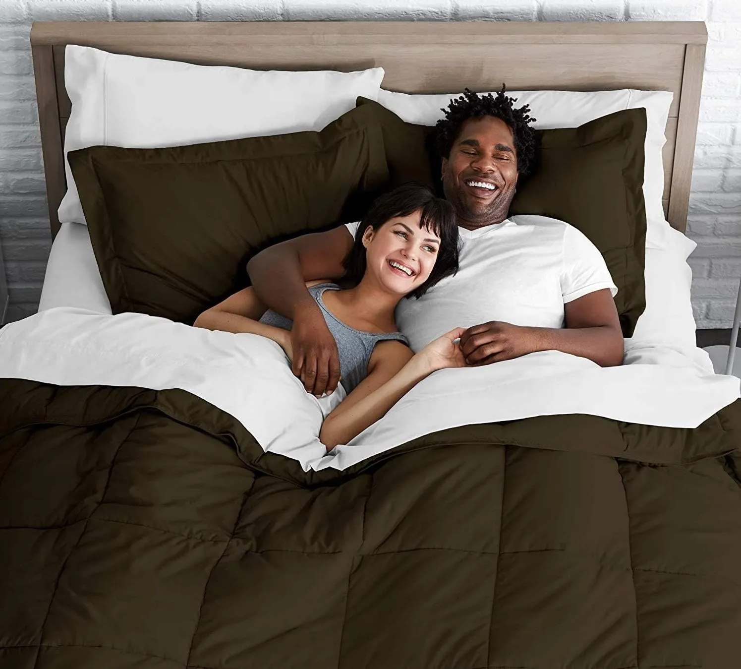 800 TC 100% Egyptian Cotton 300 GSM Goose Down Alternative Microfiber 5 PC Comforter Set (Comforter   Flat   Fitted 15''   2 Pillow Casess) Twin, Dark Brown