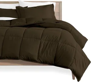 800 TC 100% Egyptian Cotton 300 GSM Goose Down Alternative Microfiber 5 PC Comforter Set (Comforter   Flat   Fitted 15''   2 Pillow Casess) Twin, Dark Brown