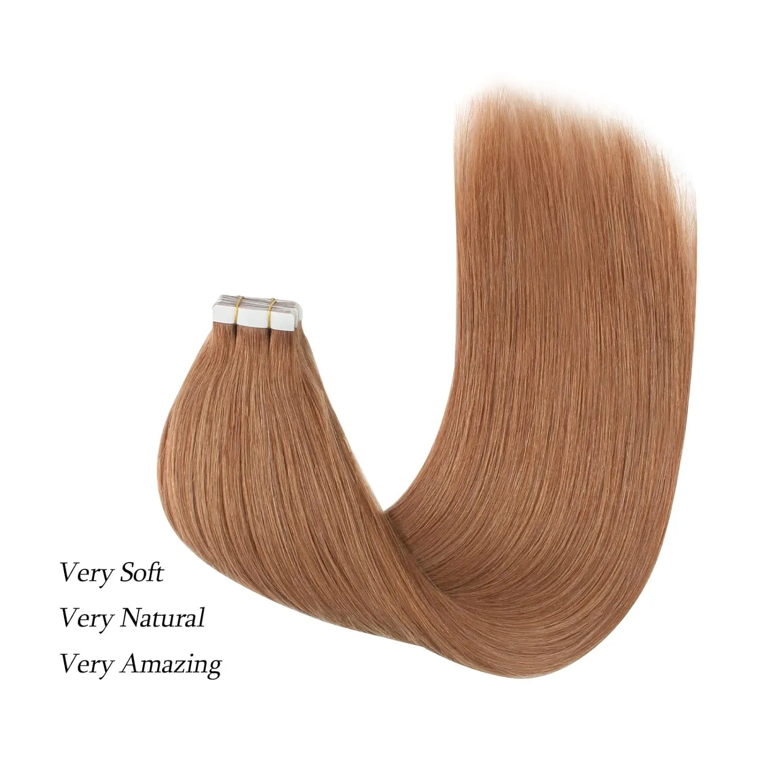 ABH AmazingBeauty Tape in Hair Extensions Semi-permanent Pre Taped Tape in Human Hair 50g 20pcs Real Remi Remy Human Skin Weft Invisible Seamless Reusable Platinum Light Auburn Color 30 14 Inch