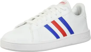 adidas Men's Grand Court Base Fashion Sneakers White/Blue/Activered 9