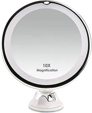 Adjustable Mirror, Shaving Mirror Vanity Makeup Mirror with 24 Led Lights 10X Magnifying Illuminated Dimmable Cosmetic