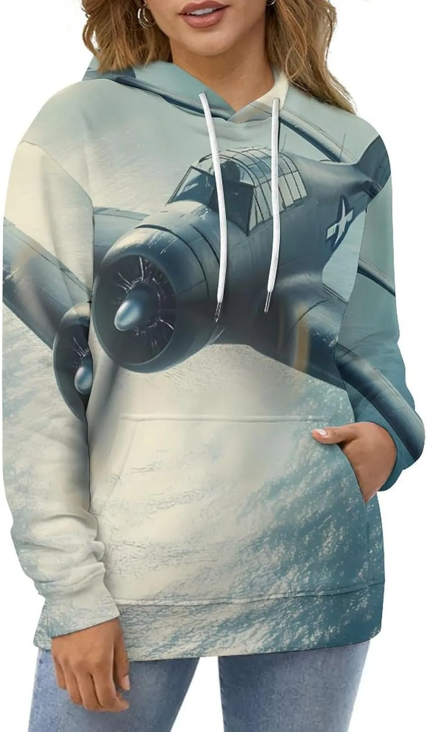 Airplane Aviation Unisex Hoodies 3D Printed Pullover Sweatshirt Casual Hooded Sweater Tops