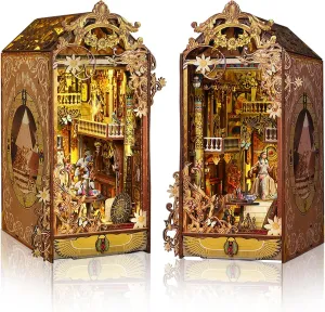 Ancient Egypt Book Nook Kit for Adults – DIY Miniature Bookshelf Insert with LED Lights, Wooden Diorama Craft Puzzle Model for History Lovers & Shelf Display
