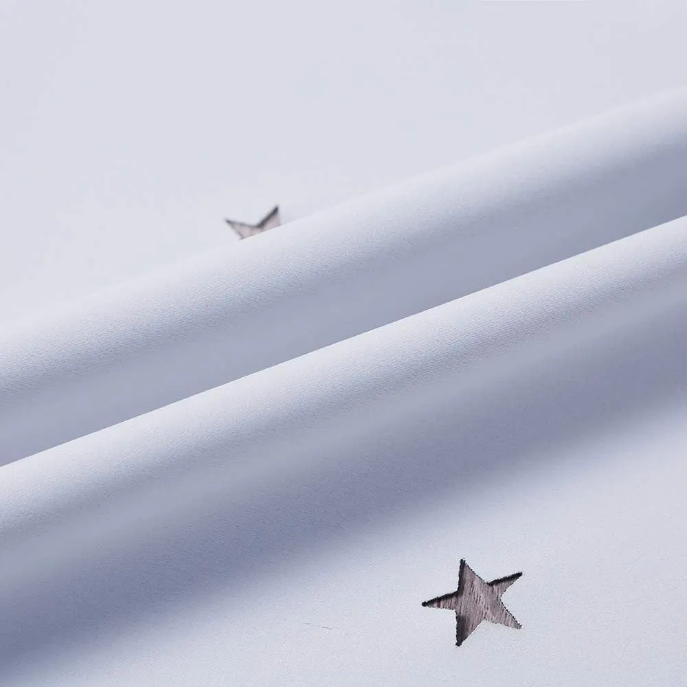 Anjee Laser Cutting Out Stars Blackout Curtains for Kids Room, Elegant Grommet Window Curtains for Room Darkening and Noise Blocking (2 Panels, W52 x L84, Greyish White)