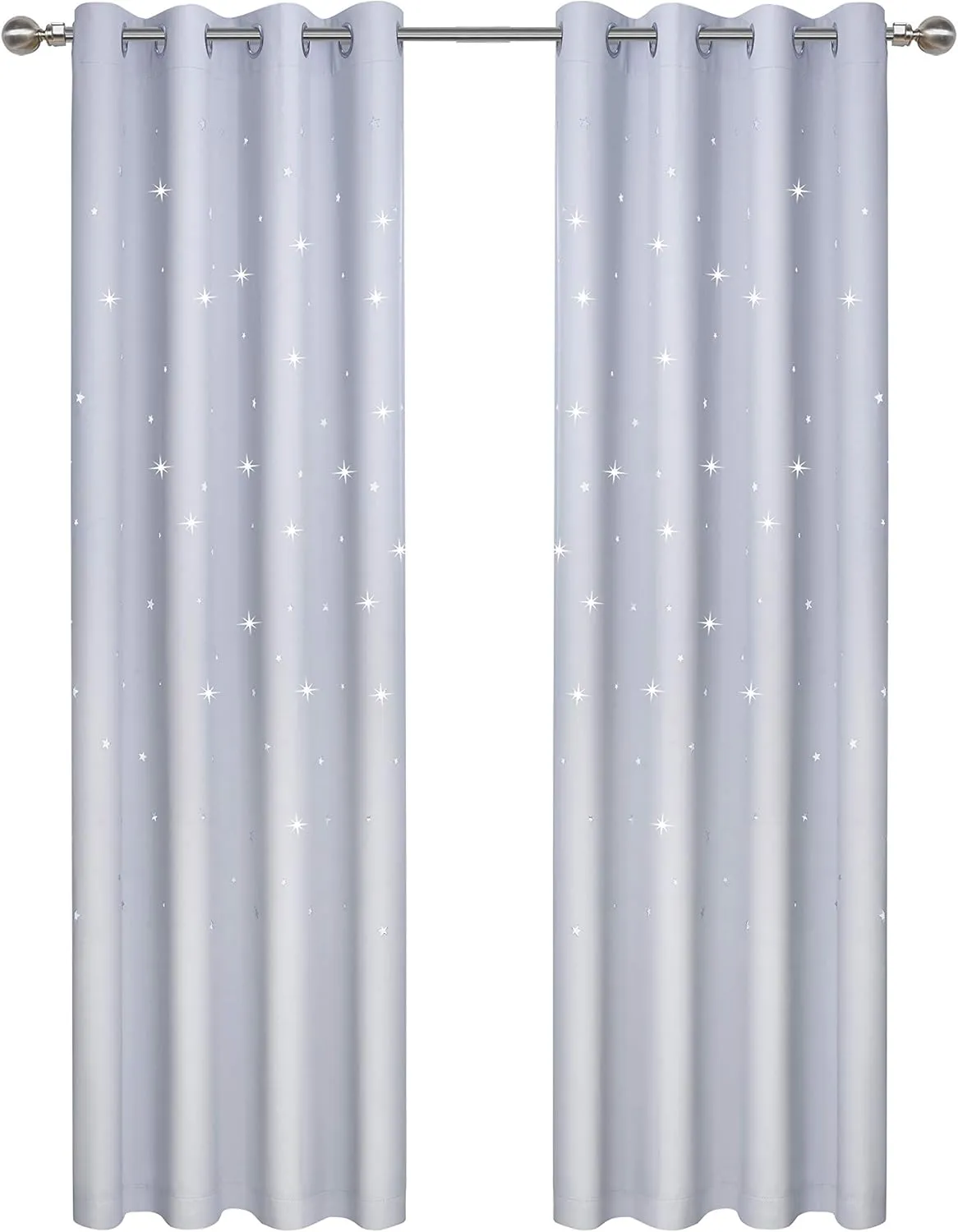 Anjee Laser Cutting Out Stars Blackout Curtains for Kids Room, Elegant Grommet Window Curtains for Room Darkening and Noise Blocking (2 Panels, W52 x L84, Greyish White)