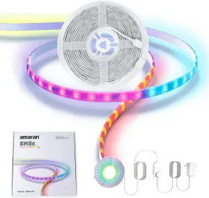 Aputure Amaran SM5c LED Strip Lights,RGB Smart Pixel 20W 16.4ft LED Light Strips for Content Creators Livestreamers and Home Studios with 21 Built- in Pixel FX, 9 System FX Support App Contorl