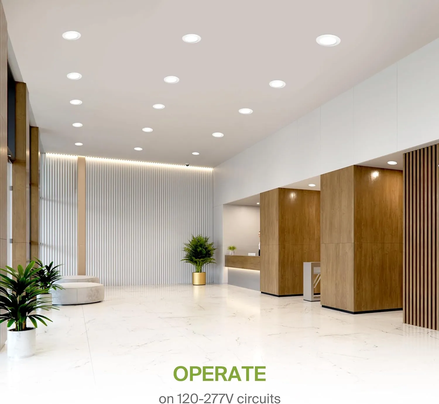 ASD LED Recessed Lighting 6 Inch, Round Commercial Downlight, Mini Panel with Baffle Trim, 6" 15W 120-277V CCT Selectable 2700/3000/3500/4000/5000K, Dimmable Ceiling Light Fixture, White, ETL