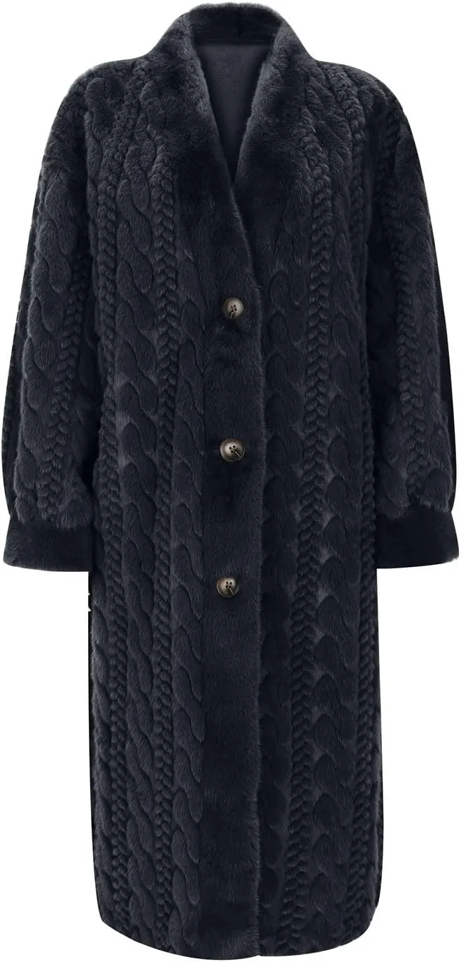 Autumn and Winter Thickened Women's Elongated Imitation Mink Cardigan Jacket Integrated Coat Pleated Back Denim