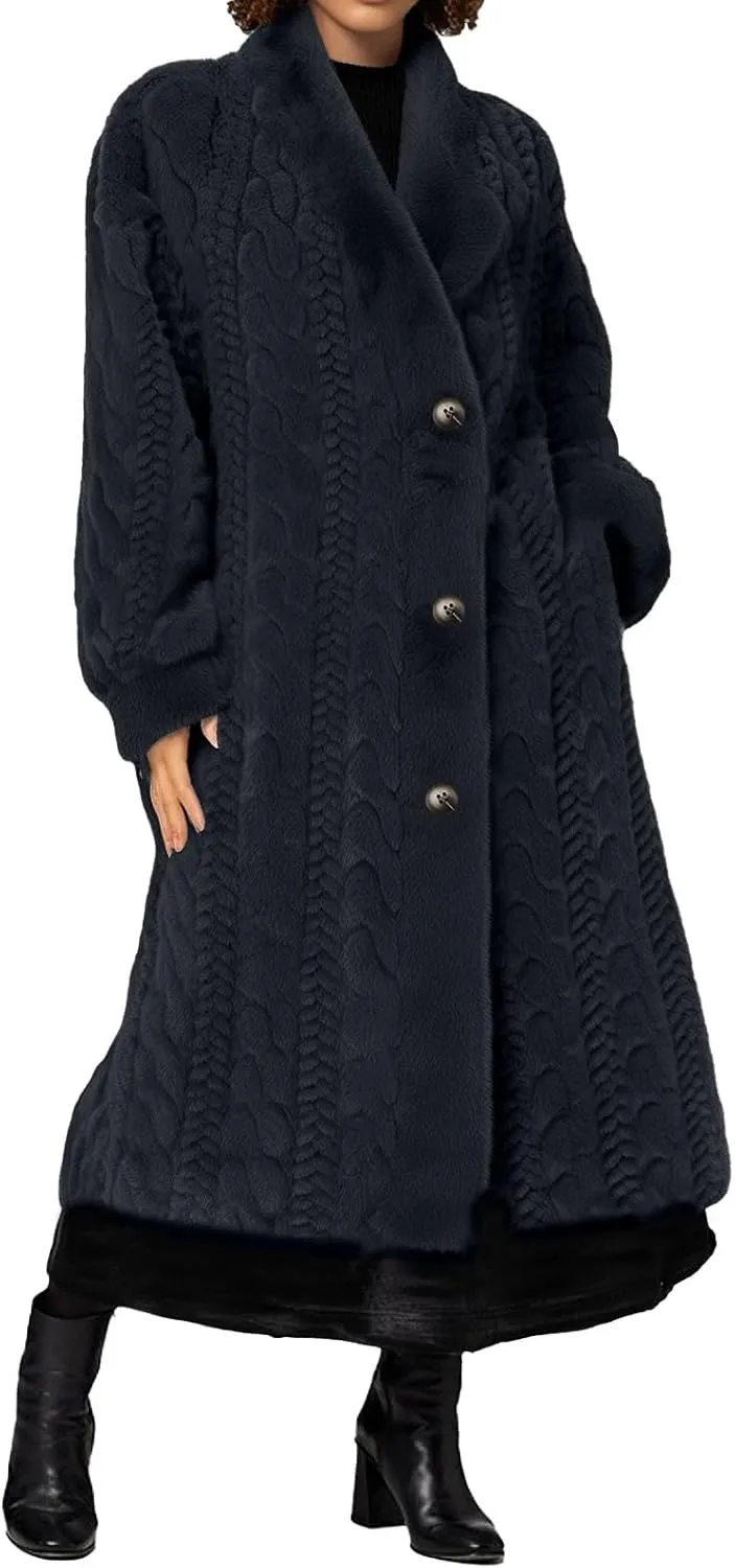 Autumn and Winter Thickened Women's Elongated Imitation Mink Cardigan Jacket Integrated Coat Pleated Back Denim