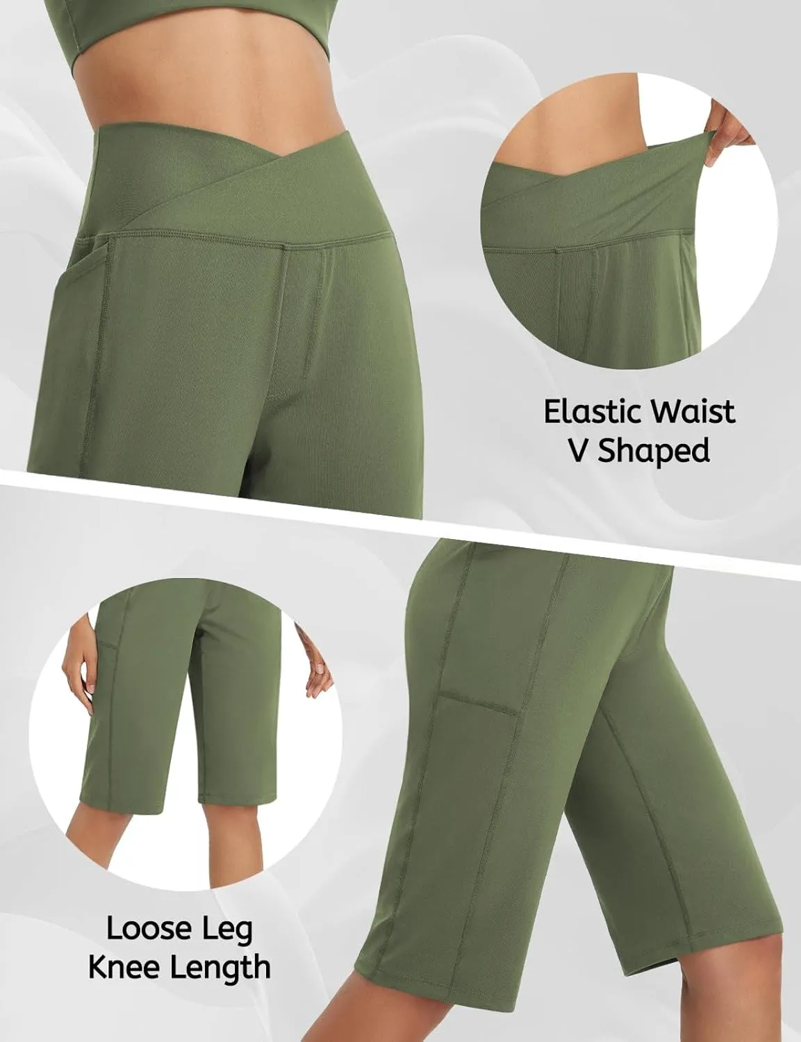baleaf Womens Bermuda Long Shorts 14" Knee Length Capris High Waisted Athletic Shorts with Pockets Summer Stretch Loose