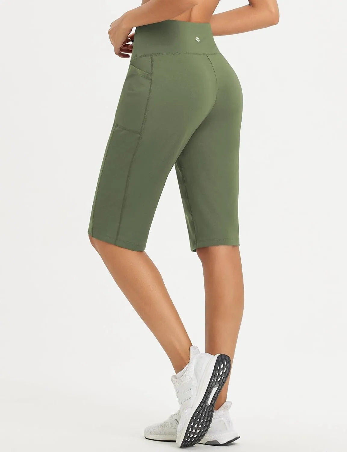 baleaf Womens Bermuda Long Shorts 14" Knee Length Capris High Waisted Athletic Shorts with Pockets Summer Stretch Loose