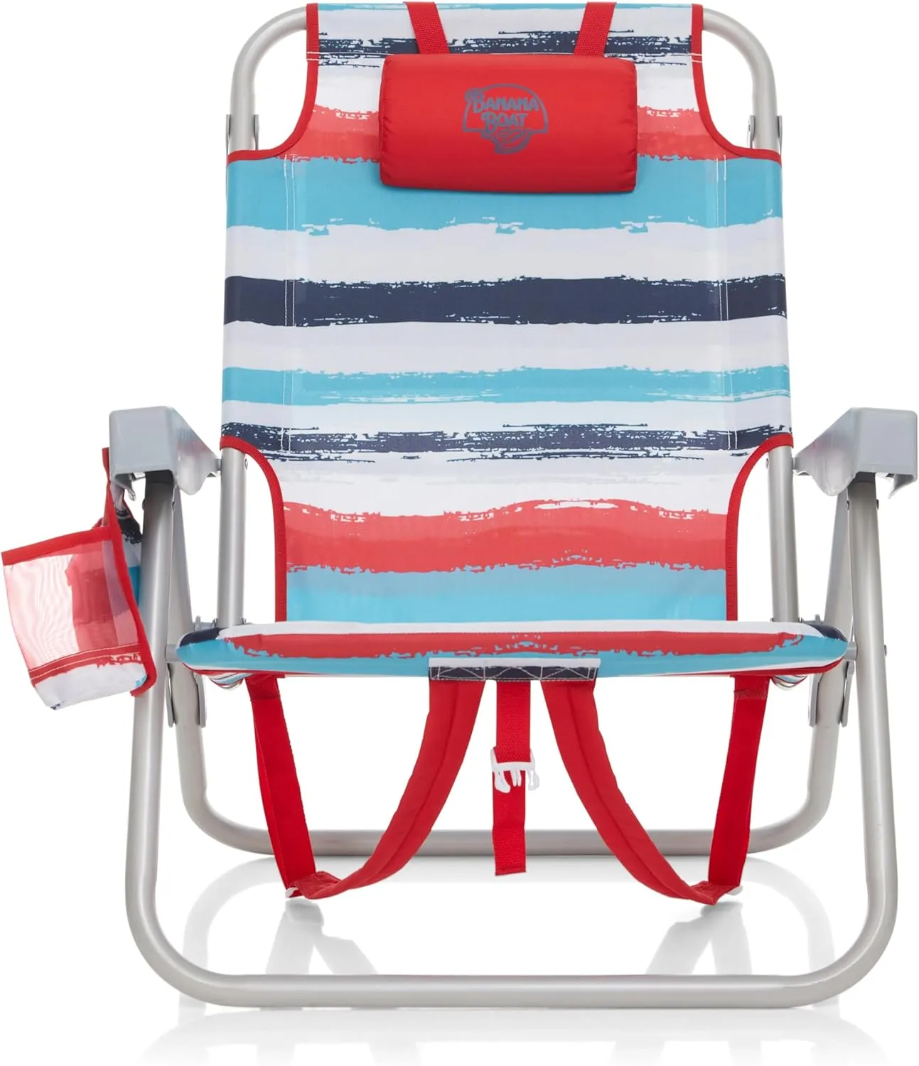 Banana Boat Folding Beach Chair Lightweight Backpack Chairs for Adults 5-Position with Lay Flat Outdoor Heavy Duty Beach Chair, Red (1 PK)