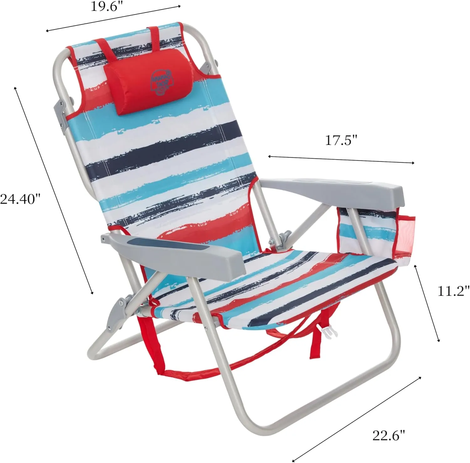 Banana Boat Folding Beach Chair Lightweight Backpack Chairs for Adults 5-Position with Lay Flat Outdoor Heavy Duty Beach Chair, Red (1 PK)