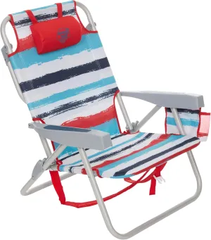 Banana Boat Folding Beach Chair Lightweight Backpack Chairs for Adults 5-Position with Lay Flat Outdoor Heavy Duty Beach Chair, Red (1 PK)
