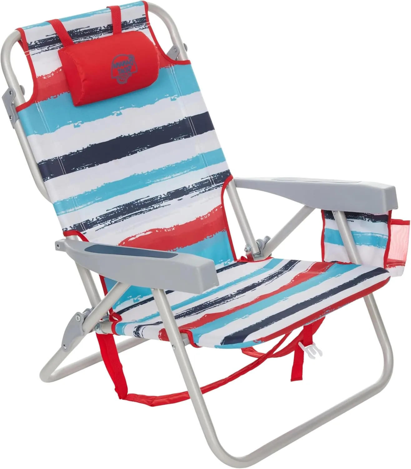 Banana Boat Folding Beach Chair Lightweight Backpack Chairs for Adults 5-Position with Lay Flat Outdoor Heavy Duty Beach Chair, Red (1 PK)