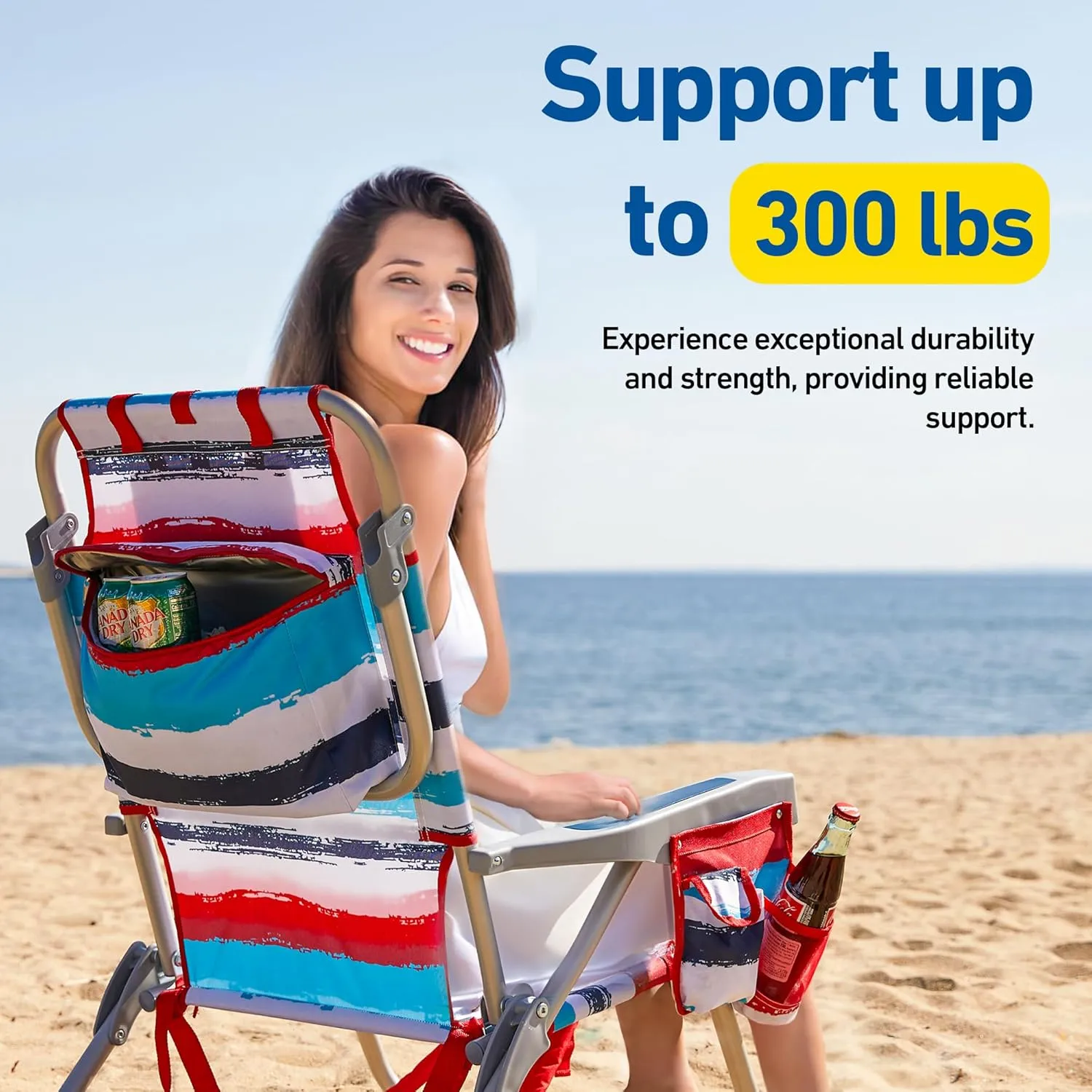 Banana Boat Folding Beach Chair Lightweight Backpack Chairs for Adults 5-Position with Lay Flat Outdoor Heavy Duty Beach Chair, Red (1 PK)