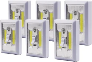 Battery Operated Switch LED Lights, Portable Tap Light, Push Closet Light, COB LED Cordless Night Lights, Touch, Wall Mount Under Cabinet, Shed, Kitchen, Garage, Attic, RV(6 Pack)