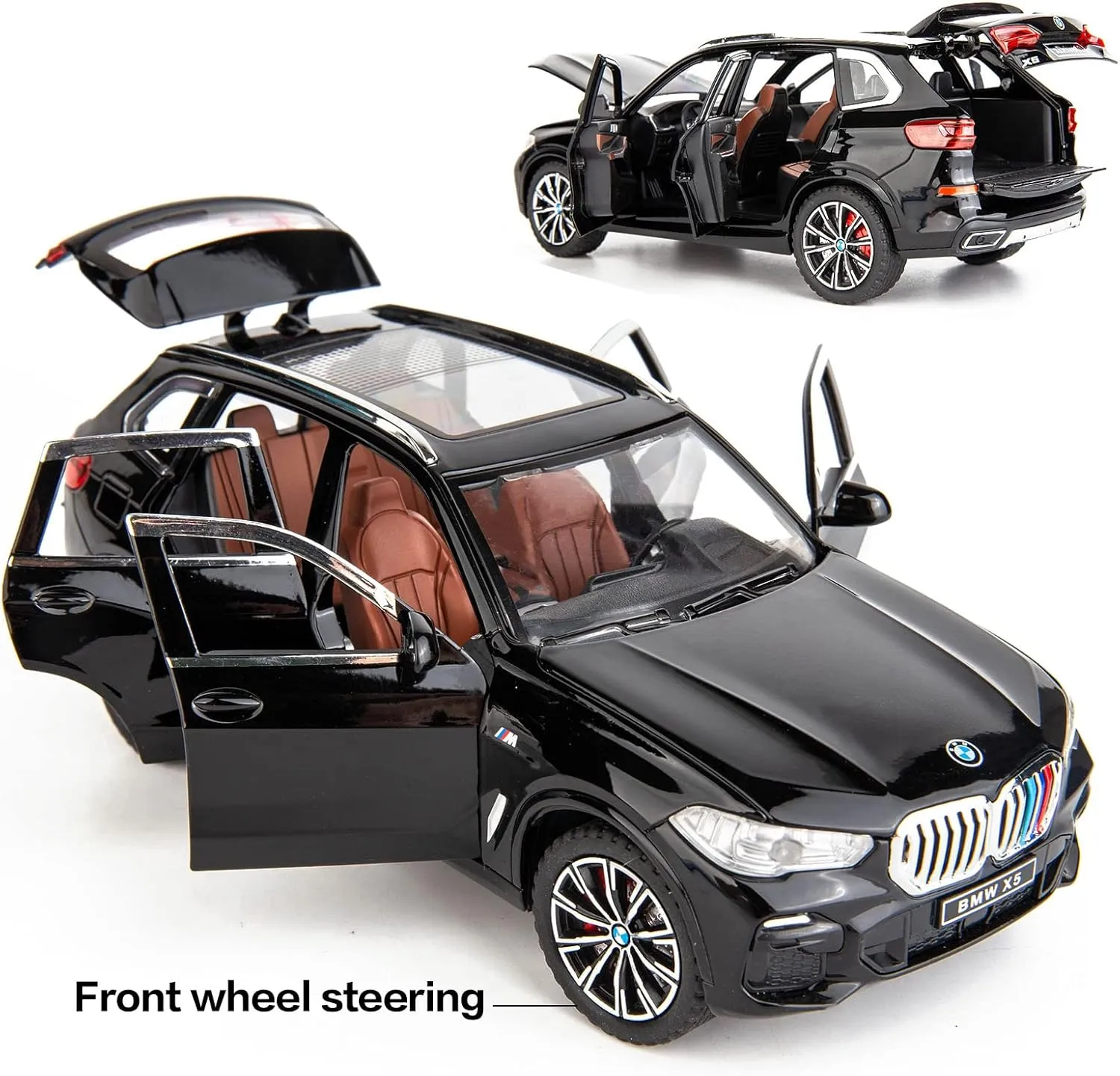 BDTCTK 1:24 Compatible for X5 SUV Model Car Toy, Zinc Alloy Pull Back Toy car with Sound and Light for Kids Boy Girl Gift(Black)