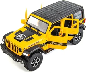 BDTCTK Off-Road 7 Door for Wrangler Diecast Toy Car Model, 1/22 Scale Metal Alloy Vehicle for Kids Boys Girls Adults, Doors Open, Light and Sound, Gifts Yellow