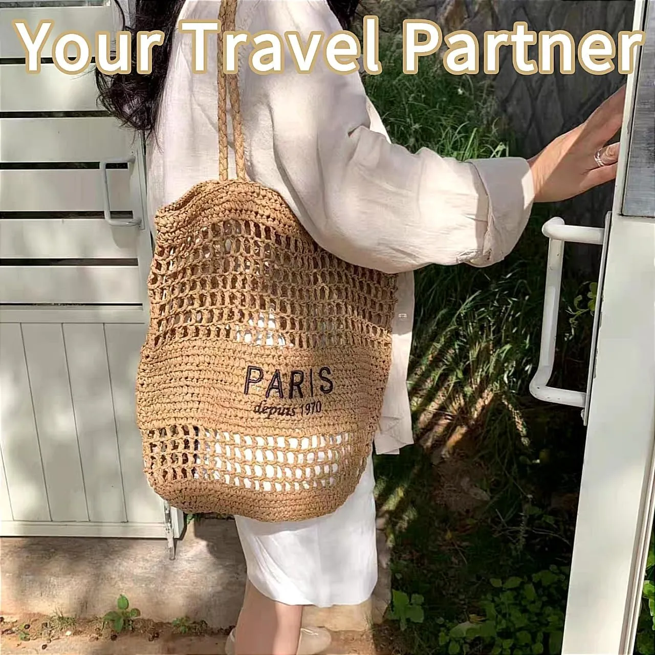Beach Woven Crochet Bag for Women Straw Hobo Mesh Tote Knit Bags, for Daily Picnic Summer Holiday Travel Vacation