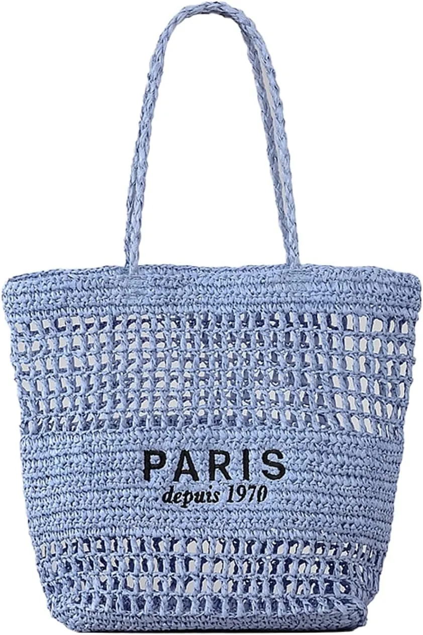 Beach Woven Crochet Bag for Women Straw Hobo Mesh Tote Knit Bags, for Daily Picnic Summer Holiday Travel Vacation