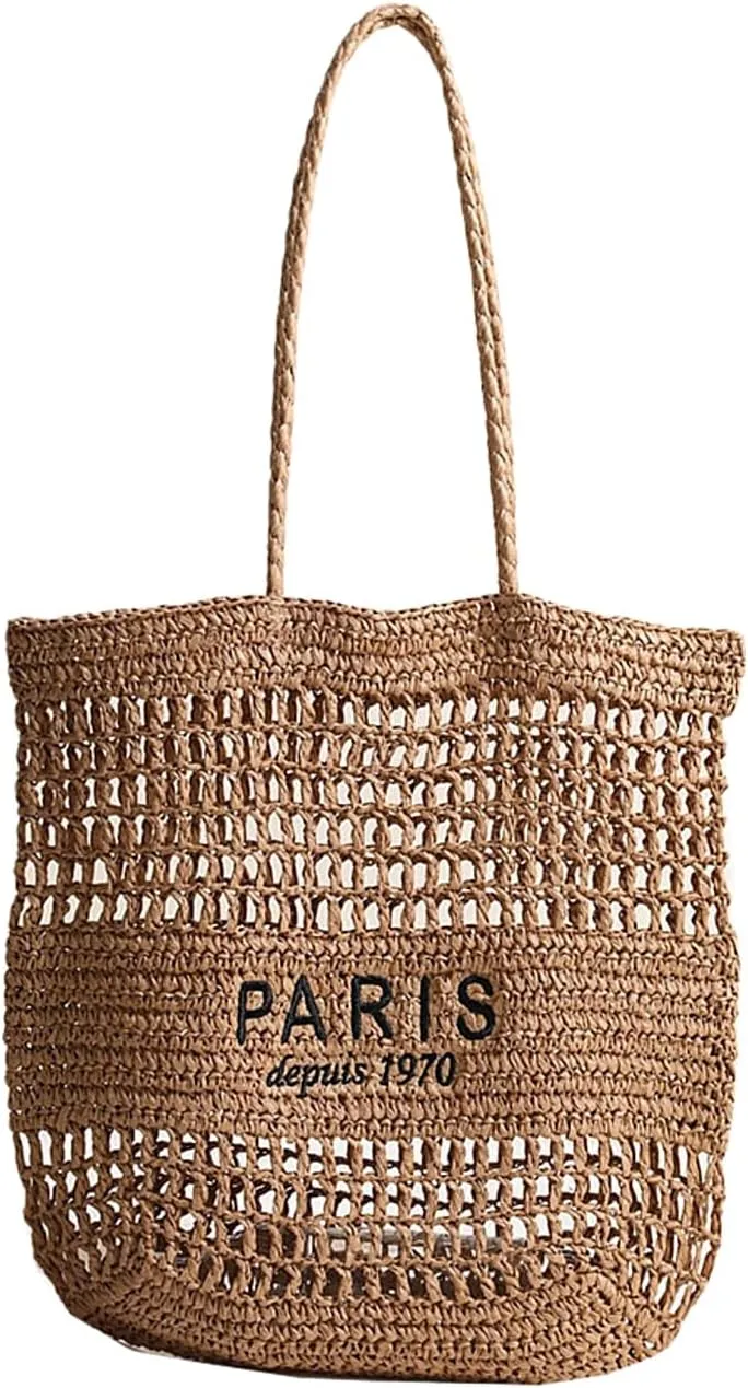 Beach Woven Crochet Bag for Women Straw Hobo Mesh Tote Knit Bags, for Daily Picnic Summer Holiday Travel Vacation