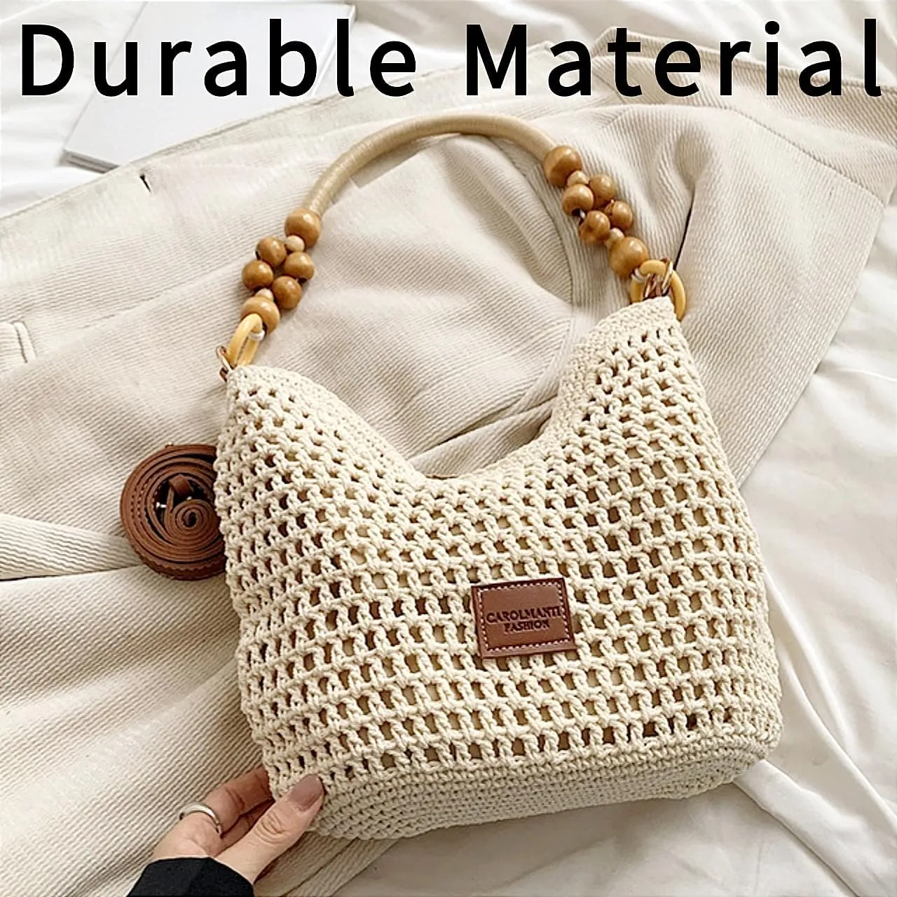 Beach Woven Crochet Bag for Women Straw Hobo Mesh Tote Knit Bags, for Daily Picnic Summer Holiday Travel Vacation