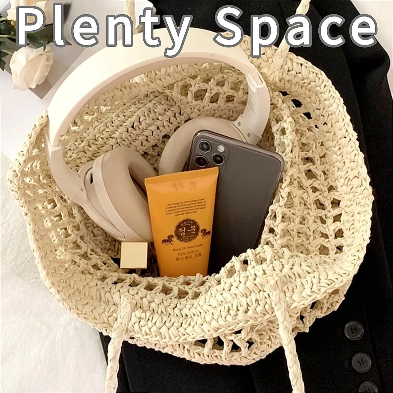 Beach Woven Crochet Bag for Women Straw Hobo Mesh Tote Knit Bags, for Daily Picnic Summer Holiday Travel Vacation