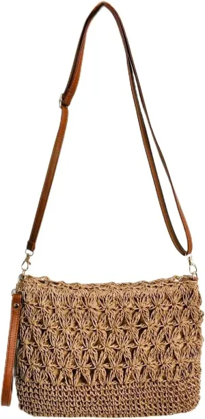 Beach Woven Crochet Bag for Women Straw Hobo Mesh Tote Knit Bags, for Daily Picnic Summer Holiday Travel Vacation