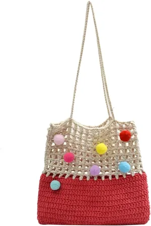 Beach Woven Crochet Bag for Women Straw Hobo Mesh Tote Knit Bags, for Daily Picnic Summer Holiday Travel Vacation
