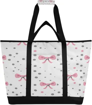 Beautiful Bow Tie Reusable Insulated Lunchbox Cooler Bag, Leakproof Kitchen Grocery Bag Collapsible Portable Cooler Tote Bag for Picnic, Camping, Office, Travel